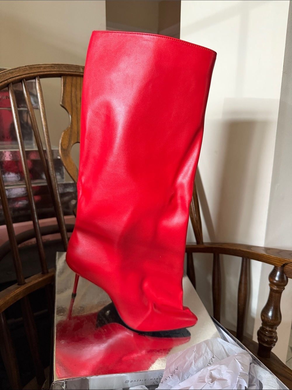 Bold Red High-Knee Stiletto Boot